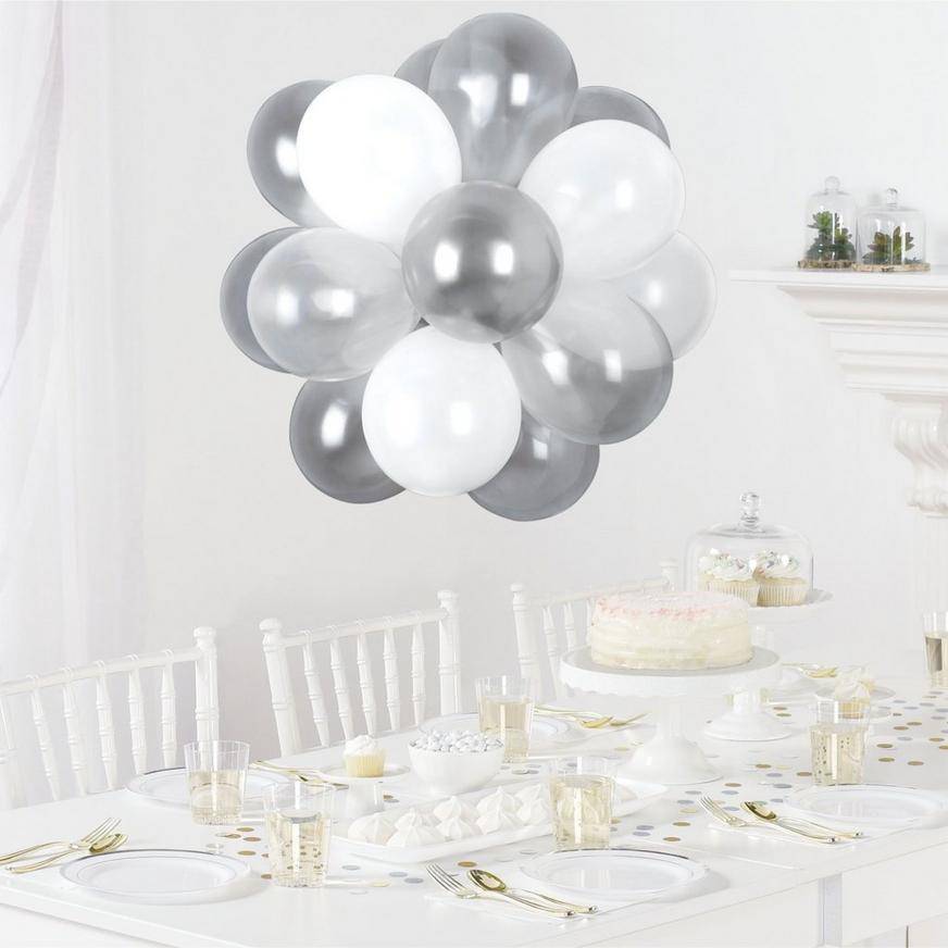 Uninflated Air-Filled Platinum Latex Balloon Chandelier Sphere Kit, 16in x 13.5in