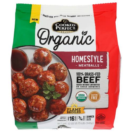 Cooked Perfect Organic Homestyle Grass-Fed Beef Meatballs