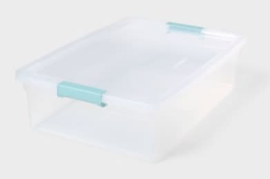 Brightroom Storage Bin With Latches 32 Qt, Clear