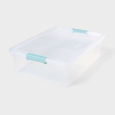Brightroom Storage Bin With Latches 32 Qt, Clear