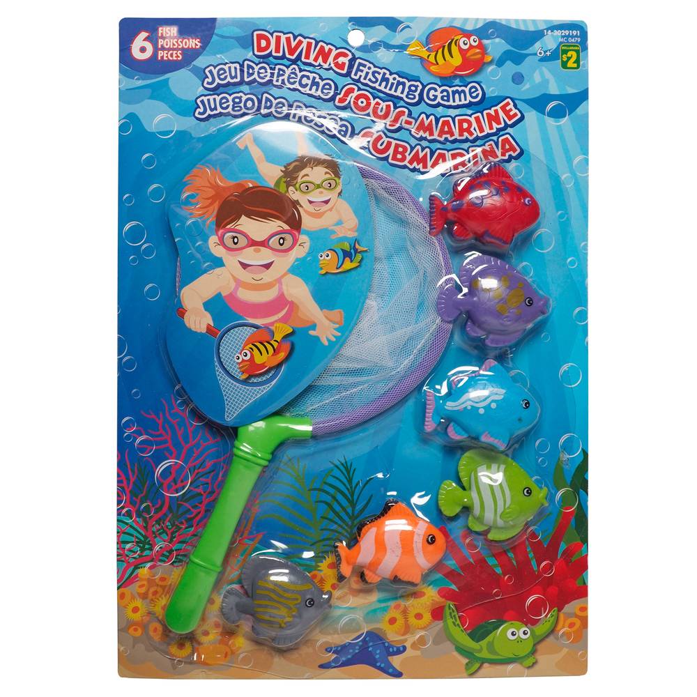 Diving Fishing Game With Net, 6pc