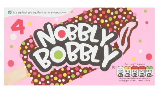 Nobbly Bobbly Strawberry-Chocolate, Ice Lolly (4 pack)