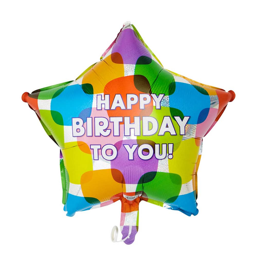 Happy Birthday To You Colorful Star Mylar Balloon