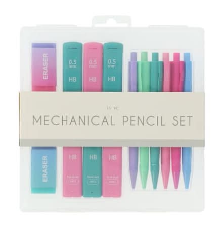 Mechanical Pencil Set 16-Pack Purple/Green/Pink/Blue