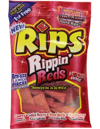 Rips Rippin Reds Licorice Candy 4oz Bag