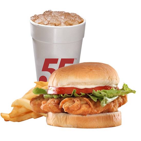 Order Hand-Breaded Signature Chicken Sandwich Meal food online from Hwy 55 Burgers, Shakes & Fries store, New Bern on bringmethat.com