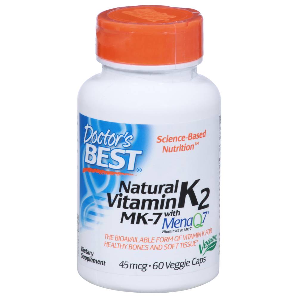 Doctor's Best 45 Mcg Natural Vitamin K2 Mk-7 Veggie Capsules (11.4 oz, 60 ct)