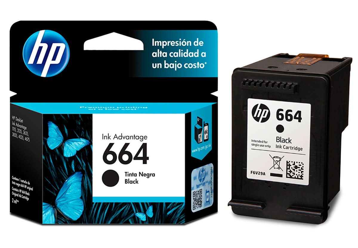 HP · Cartucho de tinta ink advantage 664, negro (2 ml)