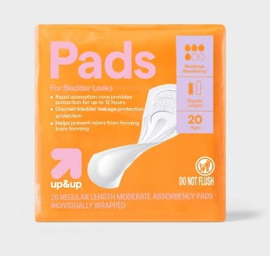 up&up Regular Moderate Absorbency Incontinence Pads, Women (20 ct)