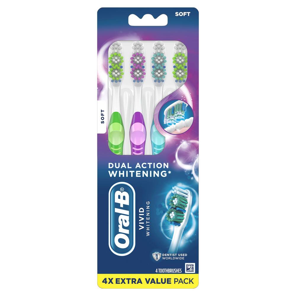 Oral-B Vivid Whitening Toothbrush, Soft Bristle, 4 Ct