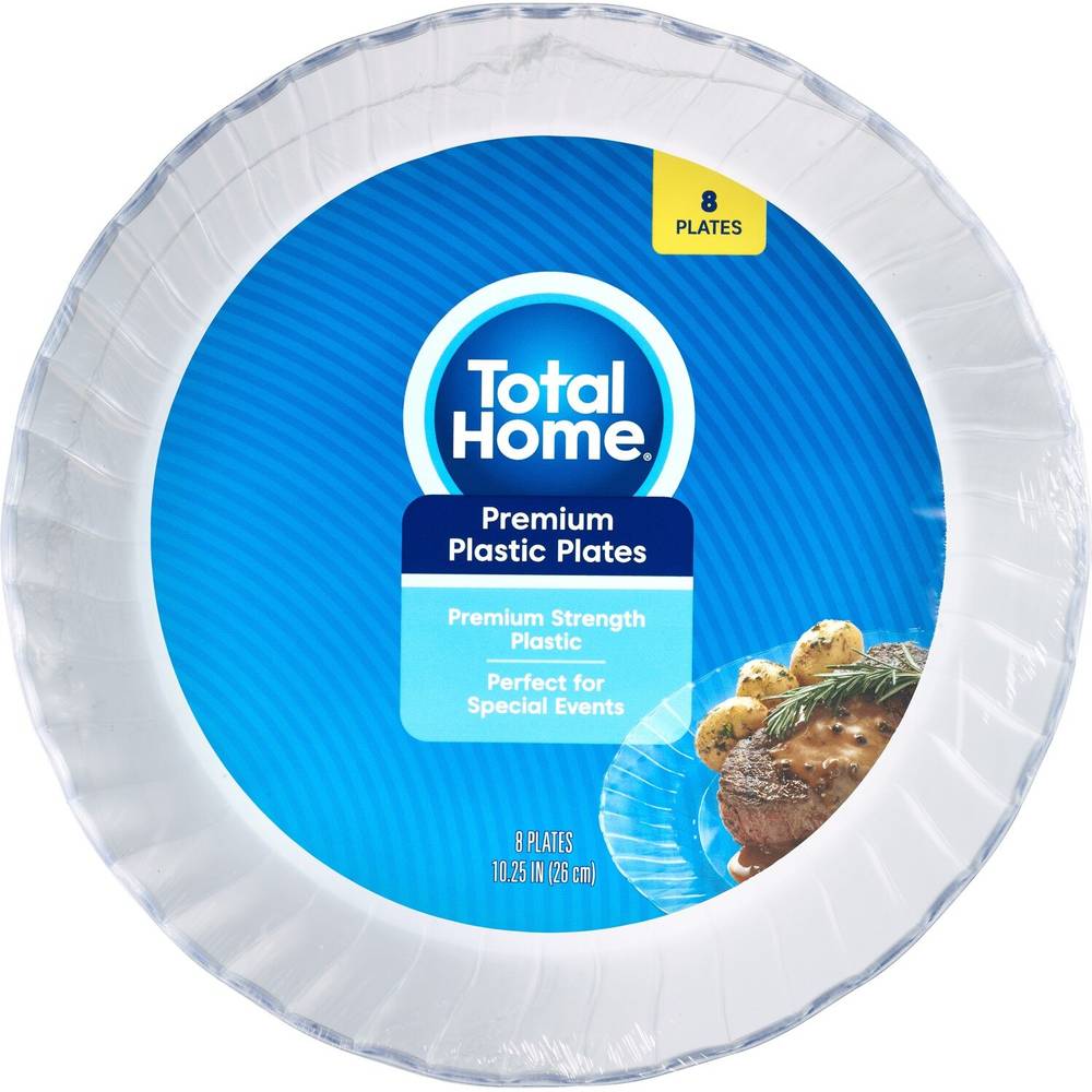 Total Home Premium Plastic Dinner Plates, 8 ct