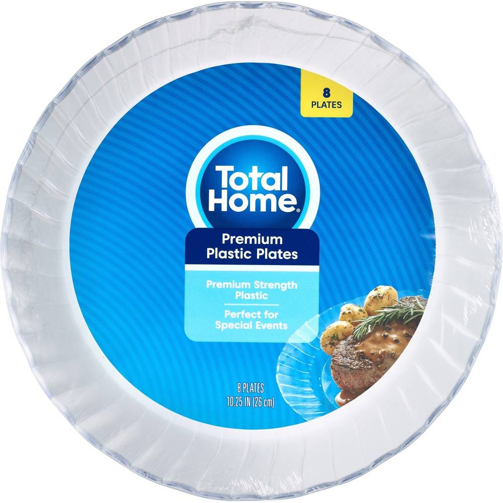 Total Home Premium Plastic Dinner Plates, 8 Ct