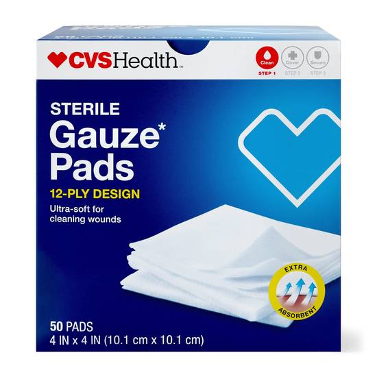 CVS Health Sterile Gauze Pads, 4 IN x 4 IN, 50 CT