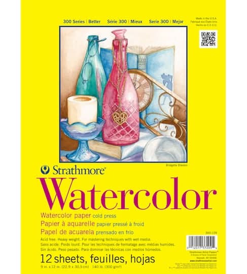 Strathmore 300 Series Watercolor Paper Pad, 9" X 12" (12 ct)