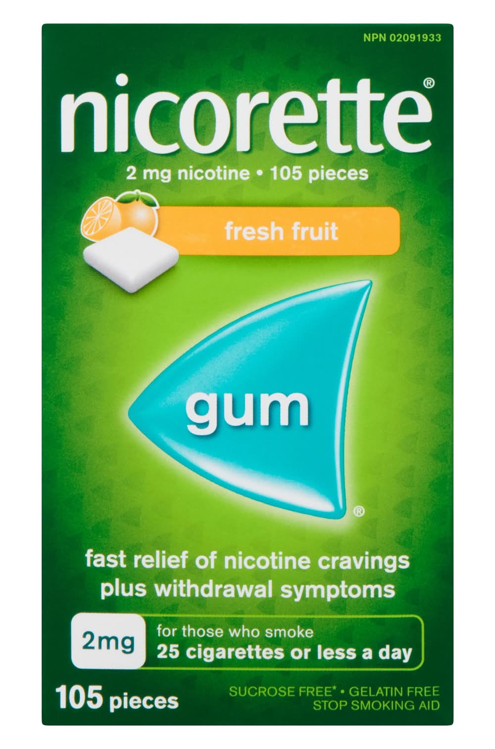 Nicorette Nicotine Polacrilex Gum Usp, Fresh Fruit, (180 g)