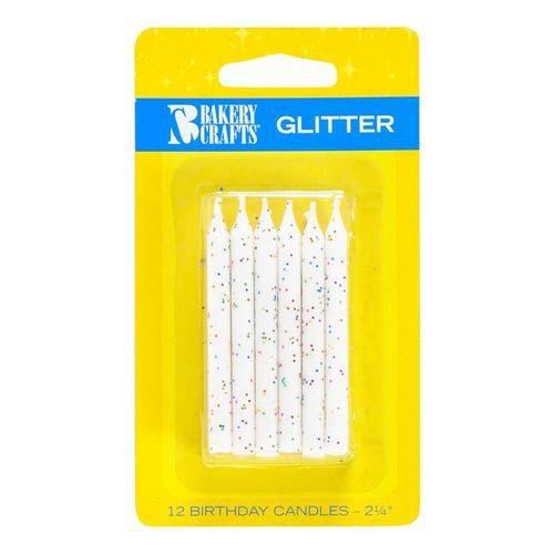 Bakery Crafts Glitter White Candles (12 units)