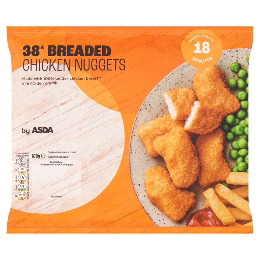 ASDA Frozen 38 Breaded Chicken Nuggets 670G