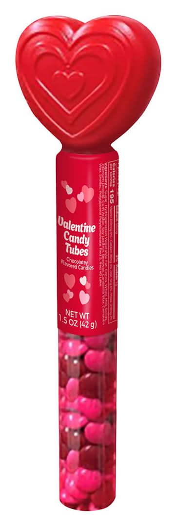 Heart Tube With Chocolate Lentils 1.5 Oz