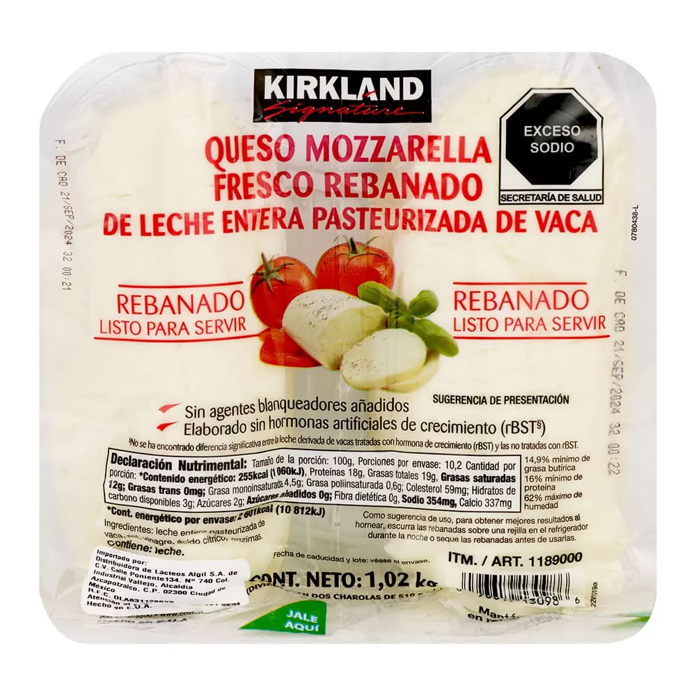 Kirkland Signature · Queso mozzarella fresco rebanado (1,02 kg)