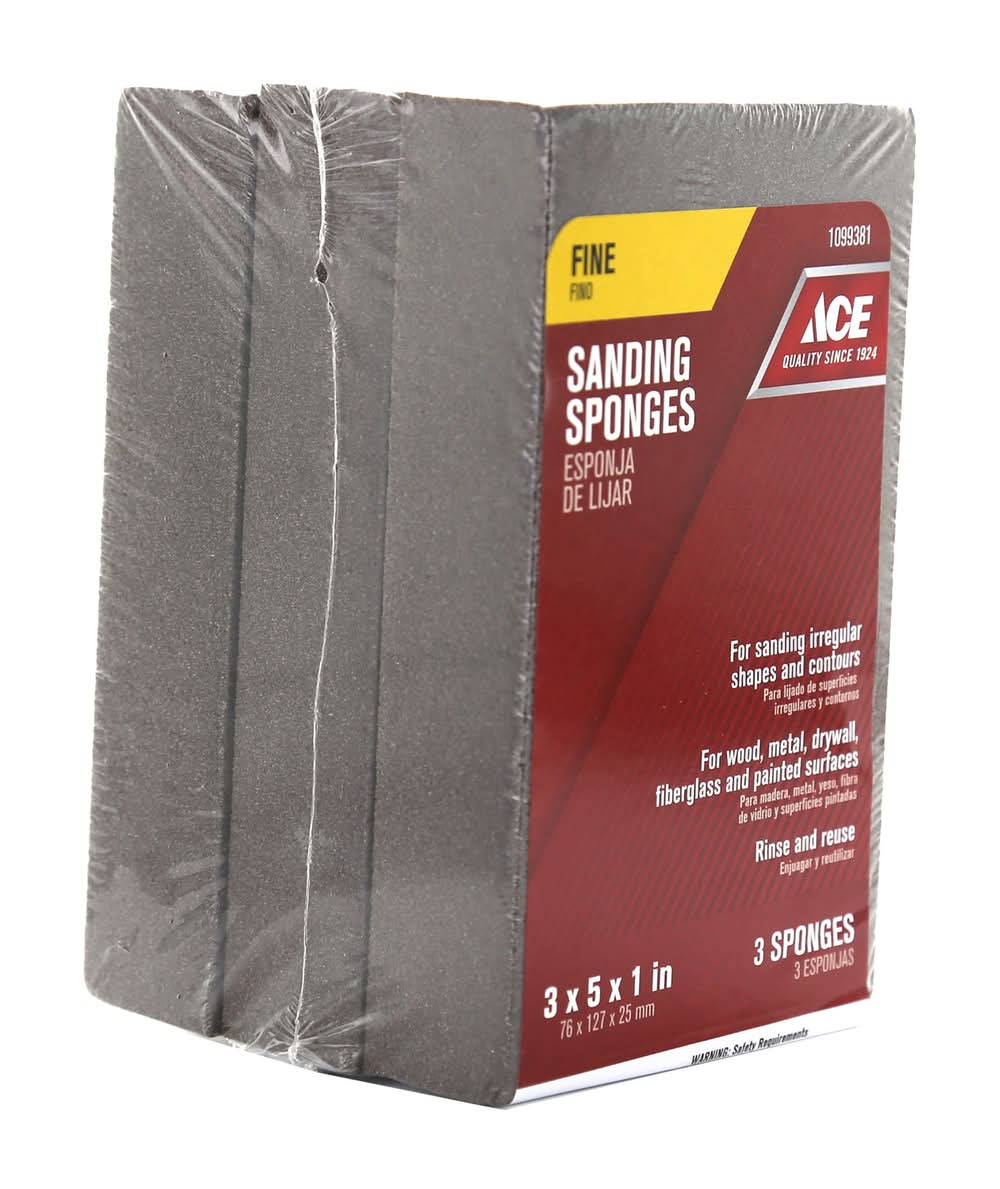 ACE 5 In. L X 3 In. W X 1 In. 120 Grit Fine Sanding Sponge