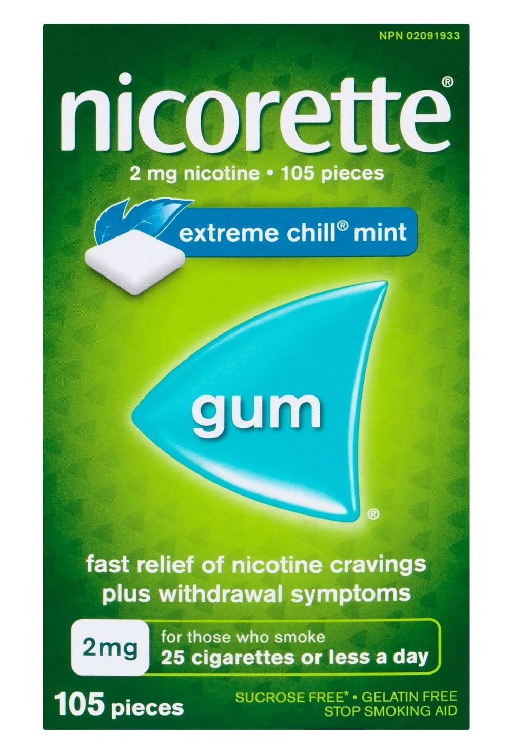 Nicorette Nicotine Gum 2 mg, Extreme Chill Mint (105 ct)