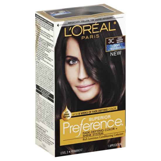 L'oréal Paris Superior Preference Permanent 3c Cool Darkest Brown Hair Color