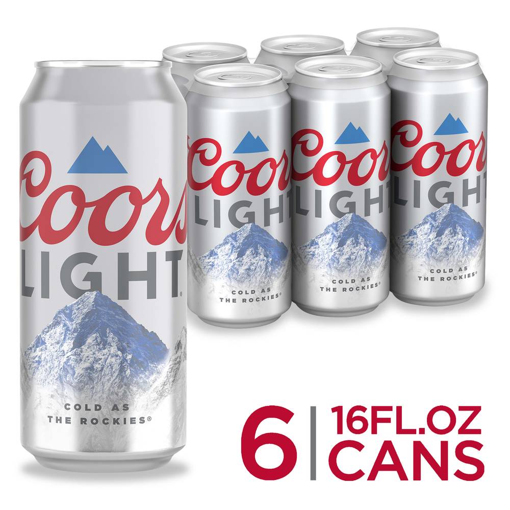 Coors Light Lager Beer (6 ct, 16 fl oz)