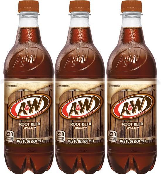 A&W Root Beer Soda (6 ct, 16.9 fl oz)
