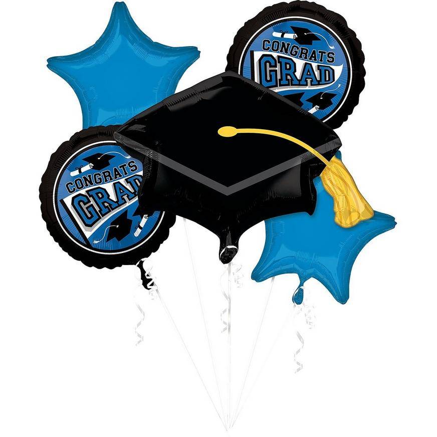 Party City True To Your School Colors Graduation Bouquet Balloon pack (black/blue)