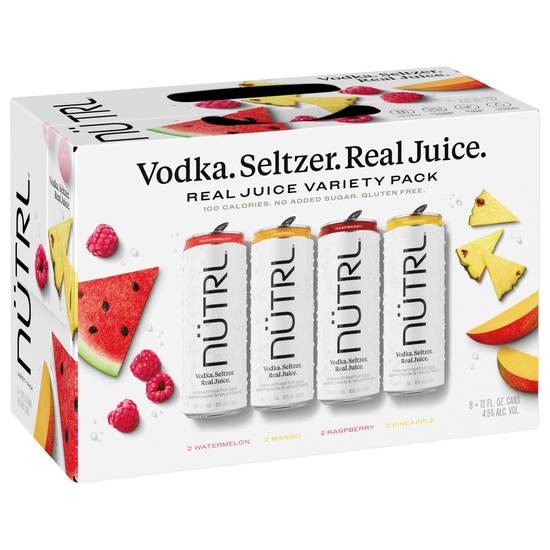 NÜTRL Vodka Seltzer Fruit Variety Pack 8x 12oz Cans
