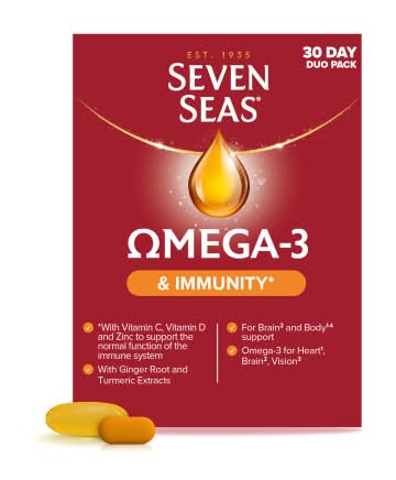 Seven Seas Omega-3 Fish Oil & Immunity With Vitamin C, Vitamin D & Zinc 30 Day Duo pack (88g)