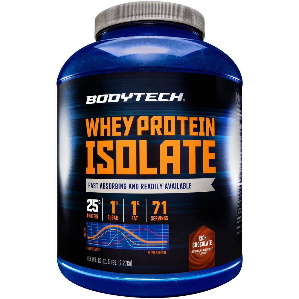 Bodytech Whey Protein Isolate Fast Absorbing and Readily Available (80 oz) (rich chocolate)