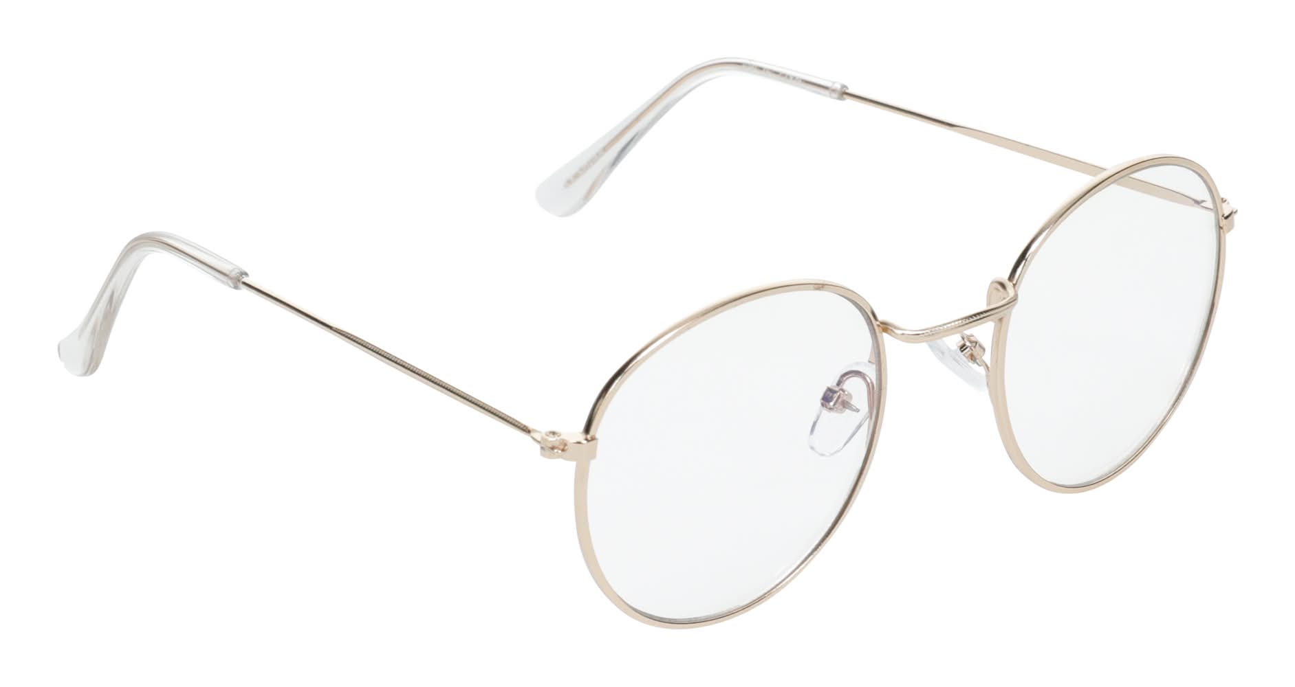 Juniors Round Metal Blue Light Glasses Gold