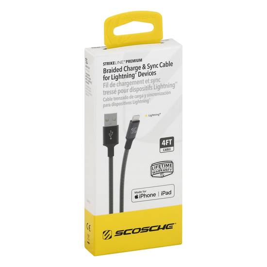 Scosche For Lightning Devices Space Gray Braided Charge & Sync Cable (4 feet)