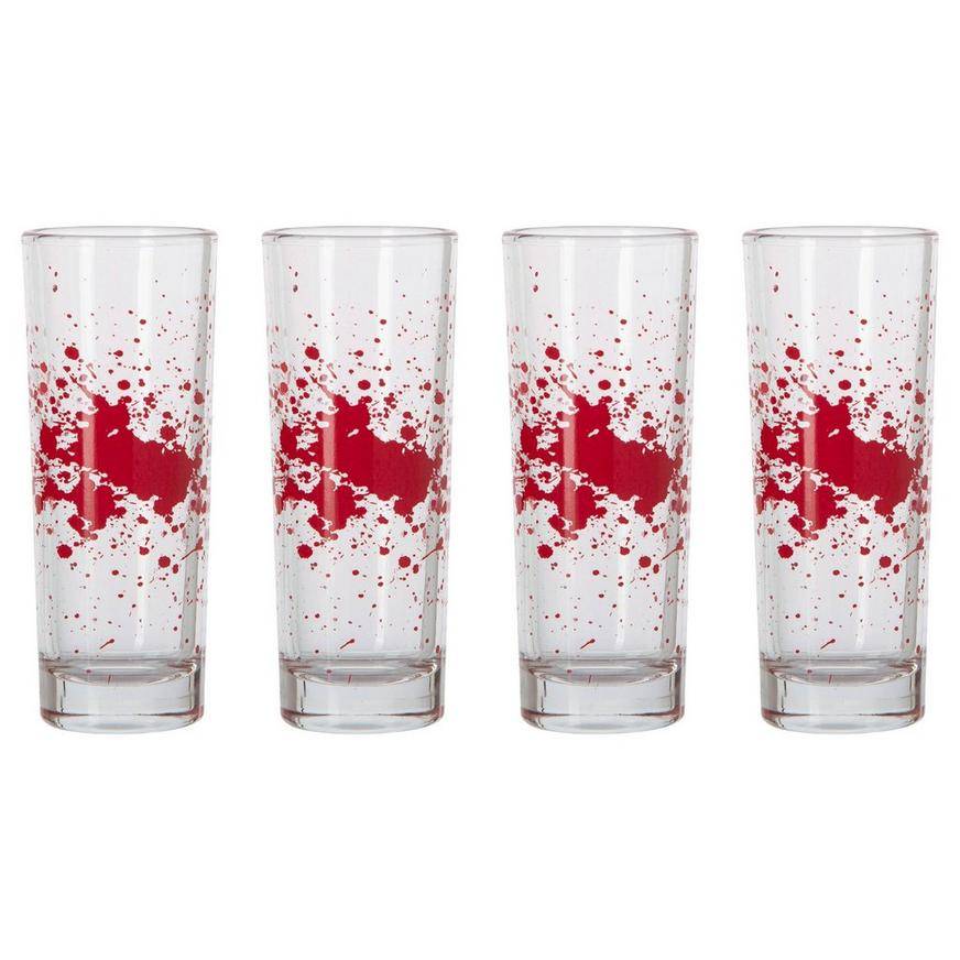 Blood Spatter Glass Shot Glasses, 2.2oz, 4ct