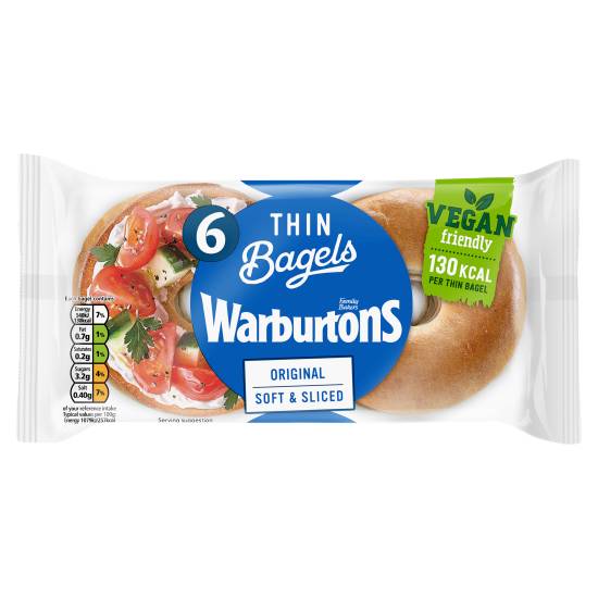 Warburtons Original Soft & Sliced Thin Bagels (6 pack)