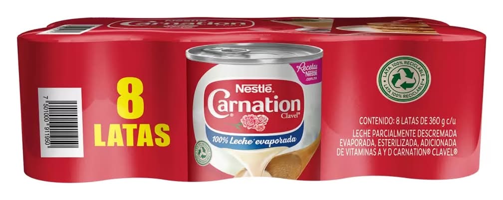 Carnation · Clavel leche evaporada (8 x 360 g)
