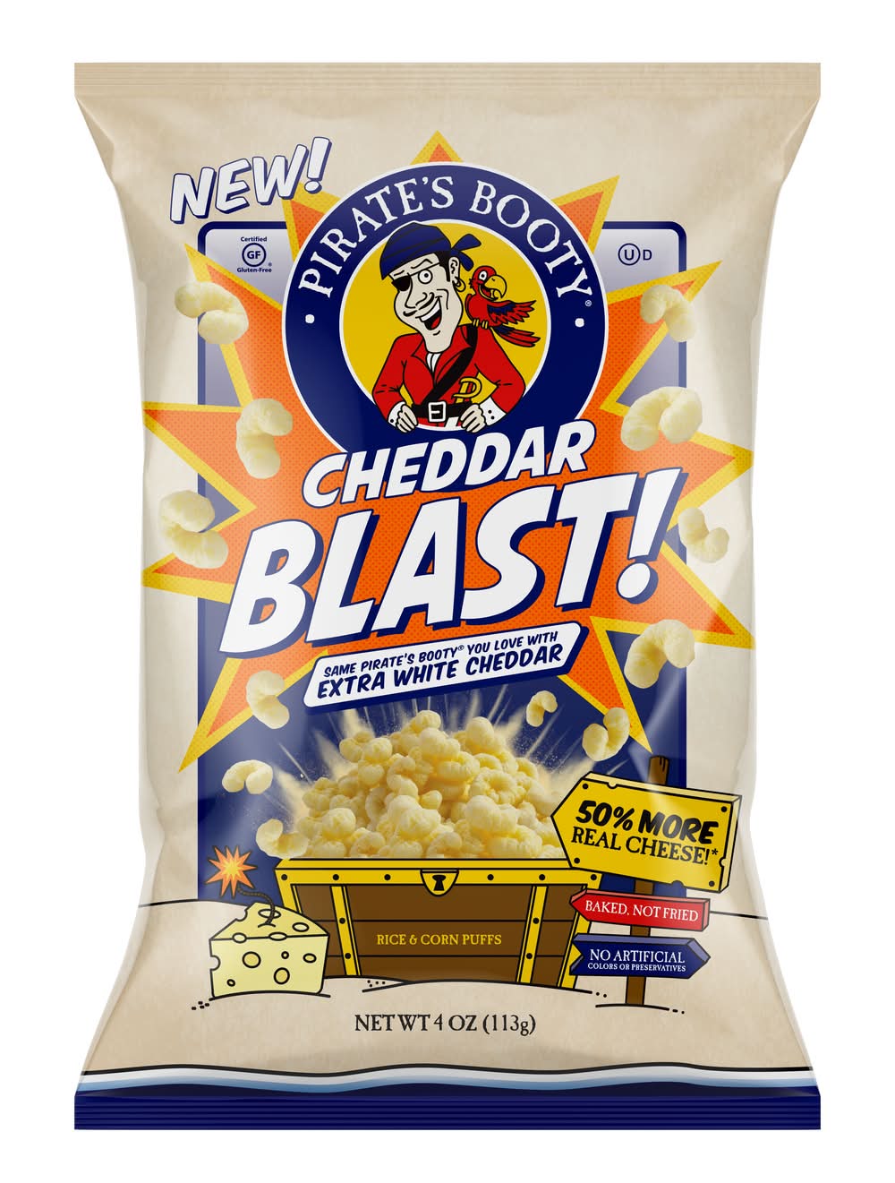 Pirate's Booty Rice & Corn Puffs, Cheddar Blast (4 oz)
