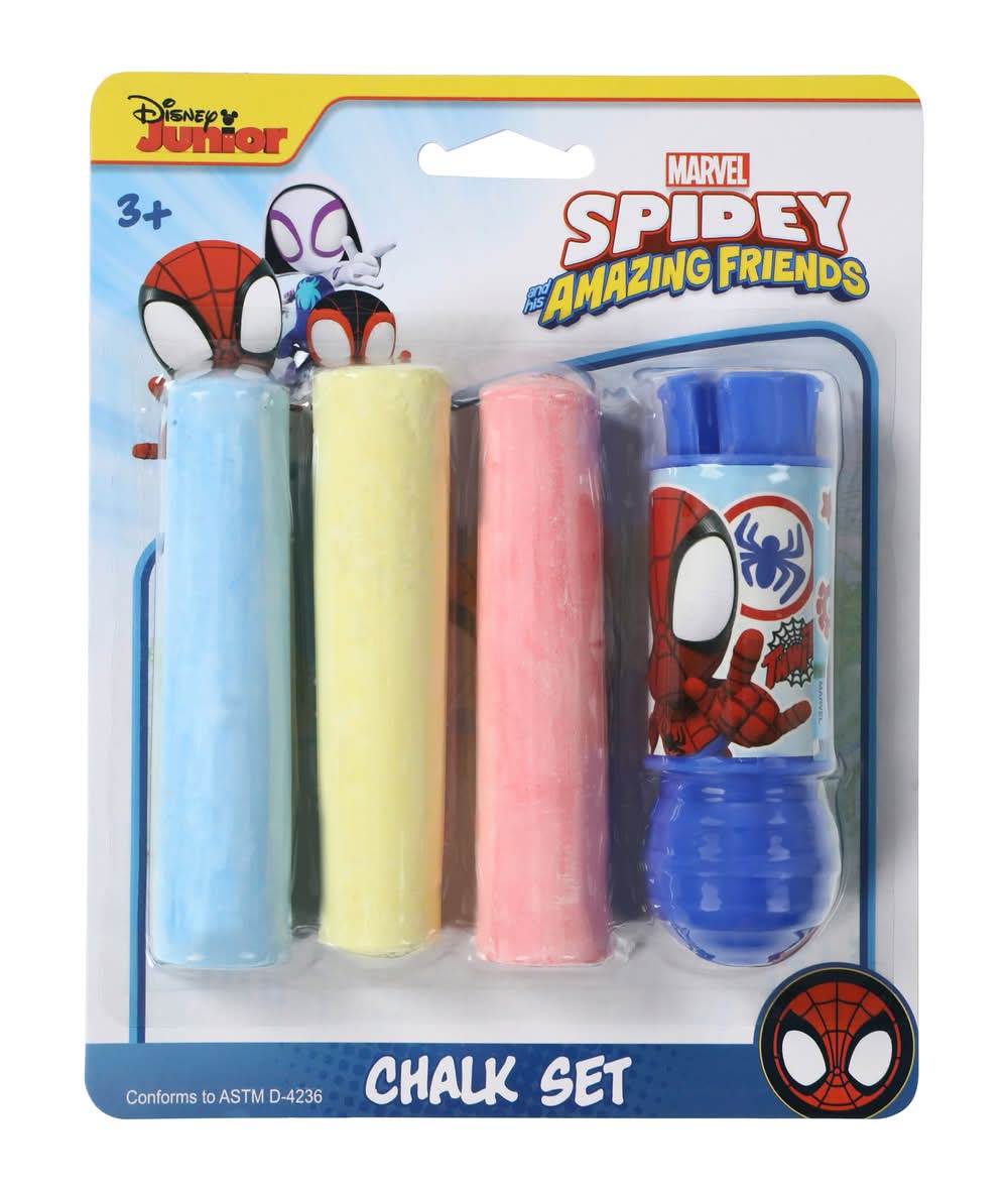 Disney Junior Spidey & His Amazing Friends Jumbo Chalk Set With Holder 4-Piece
