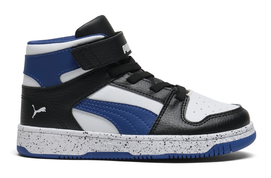 Puma Rebound Layup Rcl V High-Top Sneaker - Kids' (White/Black/Blue Medium - 1 Youth)