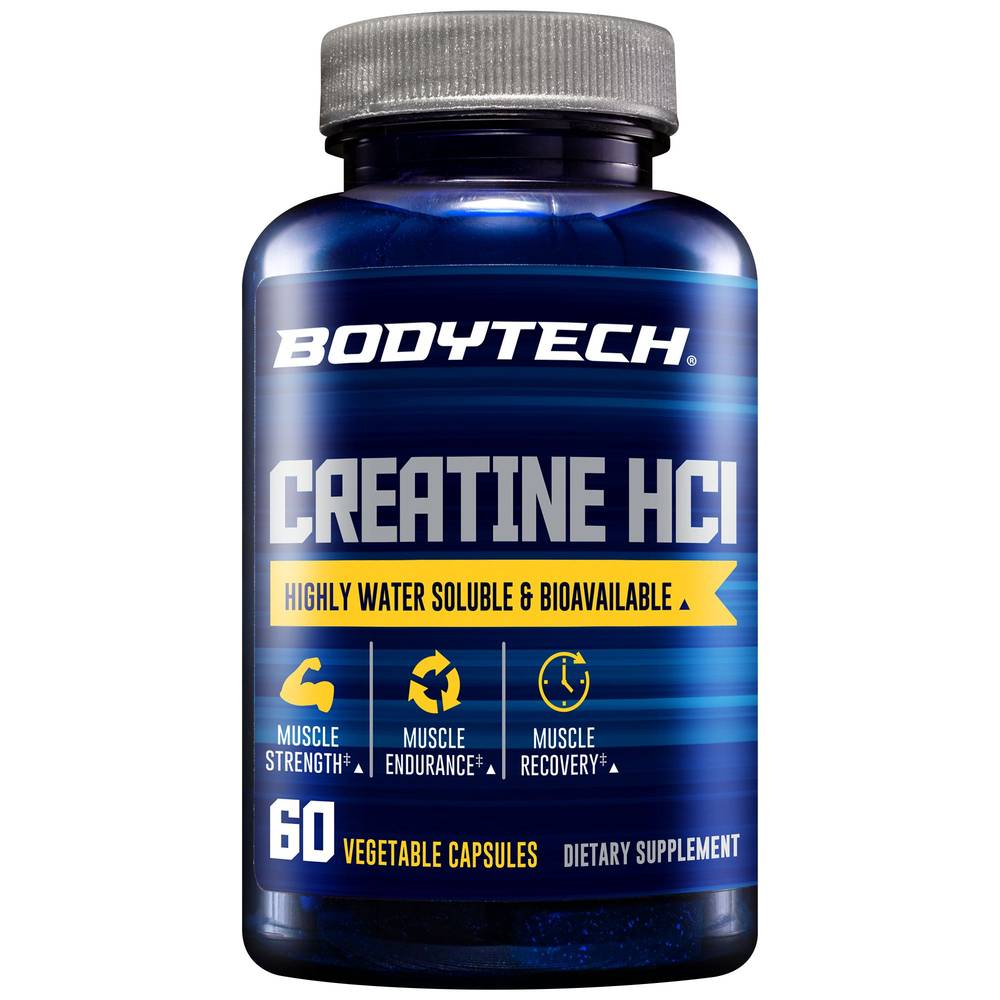 Creatine Hcl - Highly Water Soluble & Bioavailable (60 Vegetable Capsules)