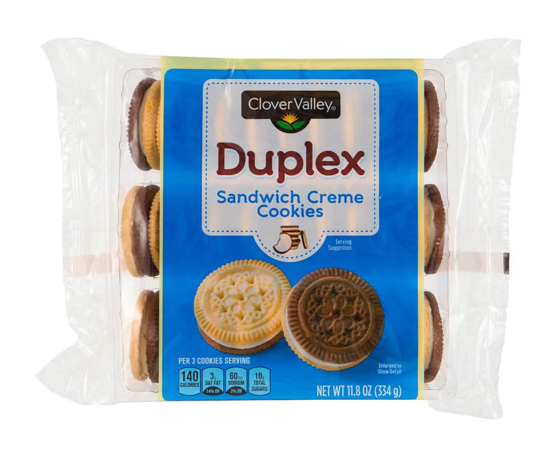 Clover Valley Duplex Sandwich Creme Cookies 11.8 Oz