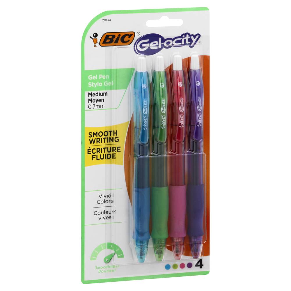 BiC 0.7 Mm Gel-Ocity Medium Assorted Gel Pens (4 ct)