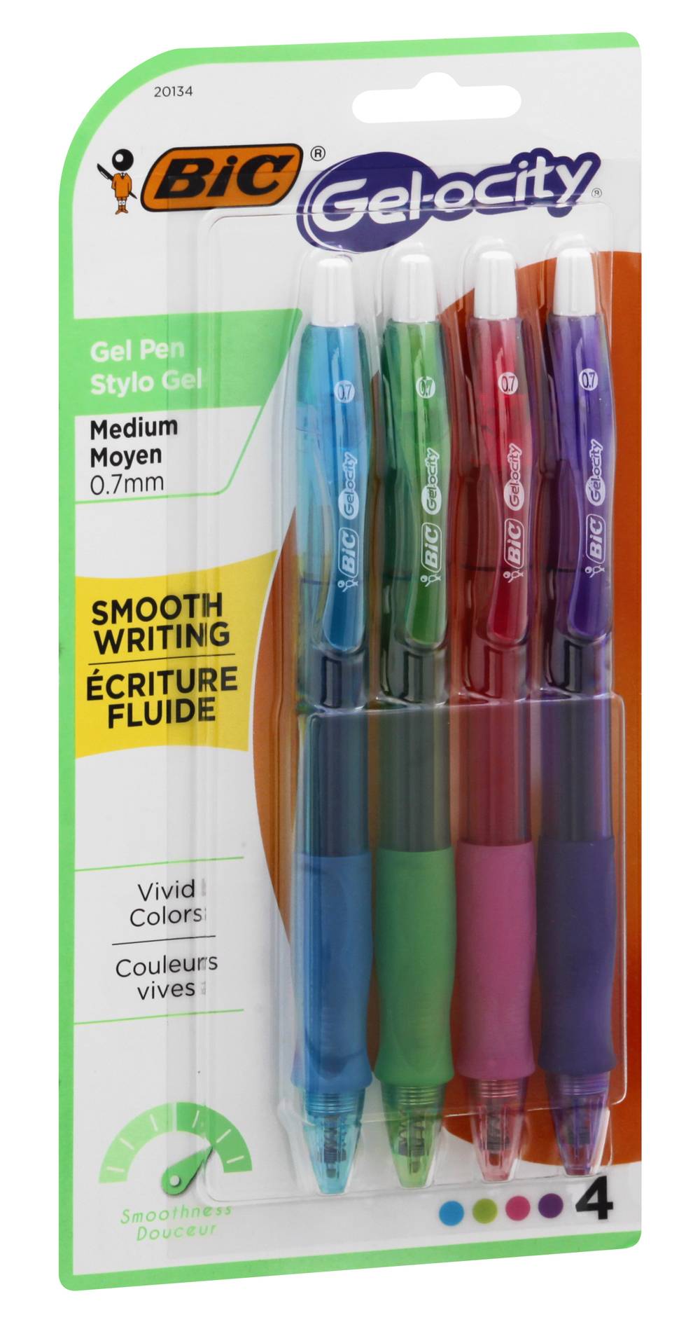 BiC 0.7 Mm Gel-Ocity Medium Assorted Gel Pens (2.9 oz, 4 ct)