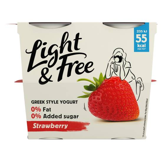 Light & Free Strawberry 0% Fat & 0% Added Sugar Greek Style Yogurt (460g)
