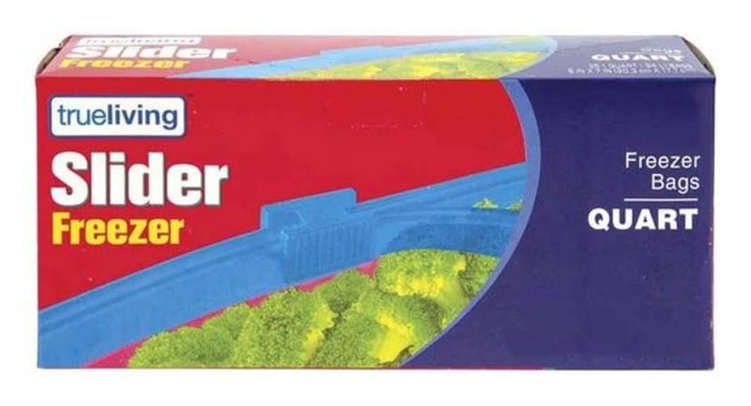 True Living Slider Freezer Bags Quart 25 Ct