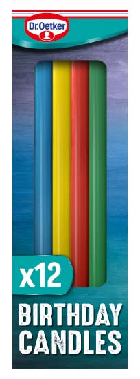 Dr. Oetker Assorted, Rainbow Birthday Candles (12 pack)