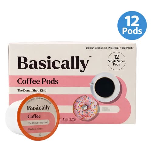Basically Medium Roast Coffee Pods, Donut Shop Kind (4.6 oz, 12 ct)