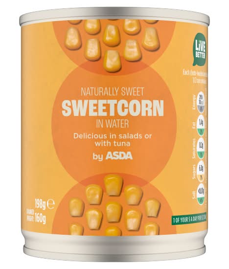 ASDA Naturally Sweet Sweetcorn in Water (198g)