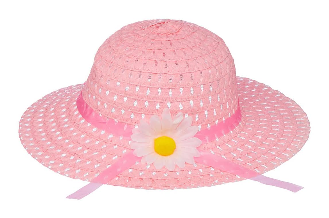 Girls Garden Hat With Flower Accent 2 Assorted Colors